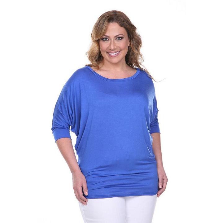 Plus Size White Mark Dolman Top, Women's, Size: 3xl, Blue Other