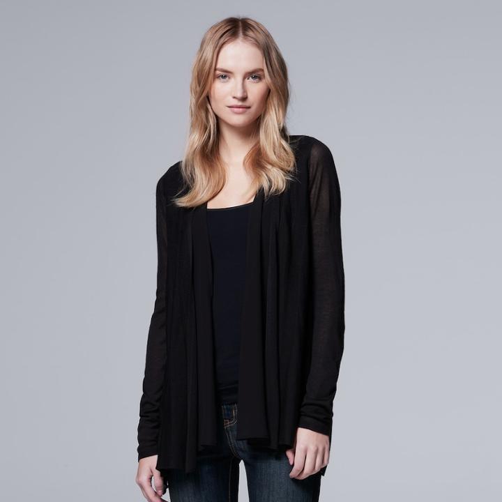 Women's Simply Vera Vera Wang Flyaway Cardigan, Size: Large, Black