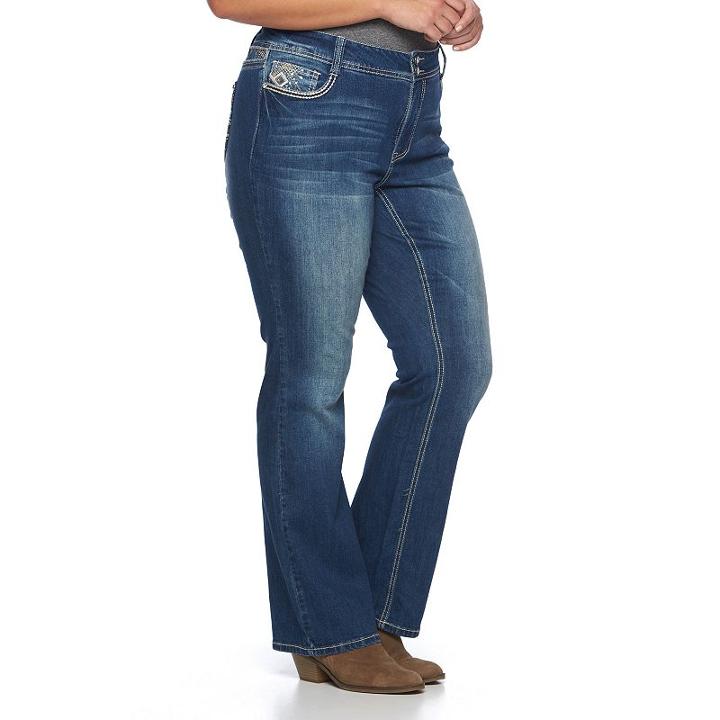 Juniors' Plus Size Vanilla Star Embellished Faded Bootcut Jeans, Girl's, Size: 20 W, Med Blue