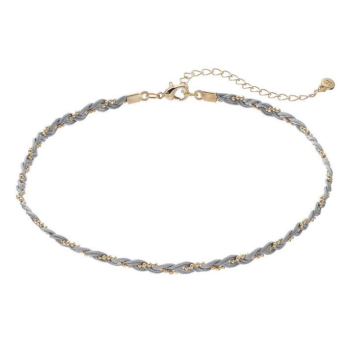 Lc Lauren Conrad Braided Ball Chain Choker Necklace, Women's, Grey