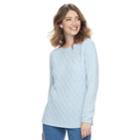 Women's Croft & Barrow&reg; Basketweave Boatneck Sweater, Size: Medium, Med Blue