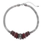 Red Graduated Rondelle Mesh Necklace, Women's, Med Red