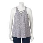 Juniors' Plus Size So&reg; Lace Up V-neck Tank, Girl's, Size: 1xl, Dark Grey