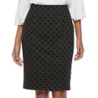 Women's Elle&trade; Polka-dot Pencil Skirt, Size: Medium, Black