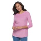 Women's Croft & Barrow&reg; Roll-tab Pique Top, Size: Xxl, Med Pink