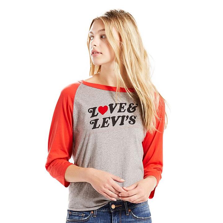 Women's Levi's Love & Levi's Raglan Tee, Size: Small, White Oth