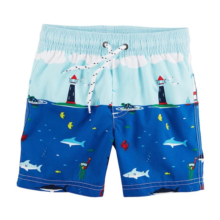 Boys 4-8 Carter's Sail Boats Swim Trunks, Size: 7, Print