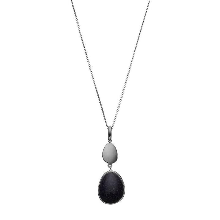 Sterling Silver Blue Quartz Cabochon Teardrop Pendant Necklace, Women's, Size: 18