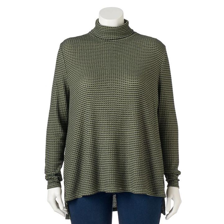 Juniors' Plus Size Mudd&reg; High-low Turtleneck Top, Girl's, Size: 1xl, Green