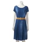 Women's Perceptions Denim Print Shift Dress, Size: 12, Blue Other