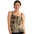 Women's Amoena Nauru Bra-sized Pleated Leopard Print Tankini Top, Size: 10b, Leopard Black