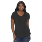 Juniors' Plus Size So&reg; Short Sleeve V-neck Tee, Girl's, Size: 2xl, Black
