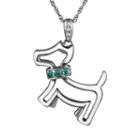 Sterling Silver Lab-created Emerald And Diamond Accent Dog Pendant, Women's, Size: 18, Green
