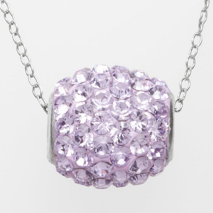 Silver Plated Lavender Crystal Spinner Pendant, Women's, Purple