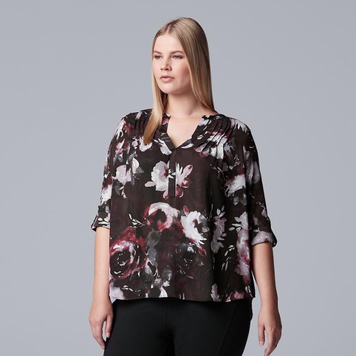 Plus Size Simply Vera Vera Wang Pintuck Top, Women's, Size: 1xl, Drk Purple