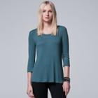 Women's Simply Vera Vera Wang Ribbed Crewneck Tee, Size: Large, Blue