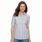 Women's Croft & Barrow&reg; Roll-tab Woven Shirt, Size: Xs, Med Pink