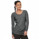 Women's Tek Gear&reg; Shirred Long Sleeve Yoga Tee, Size: Medium, Med Grey