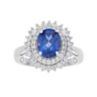 Simply Vera Vera Wang Lab-created Blue & White Sapphire Oval Halo Ring, Women's, Size: 7