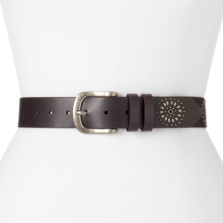 Women's Lee Floral Studded Belt, Size: Medium, Brown