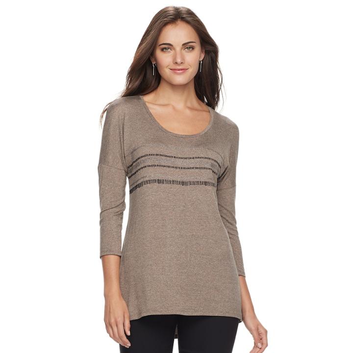Women's Apt. 9&reg; Embellished Scoopneck Tee, Size: Xl, Dark Beige