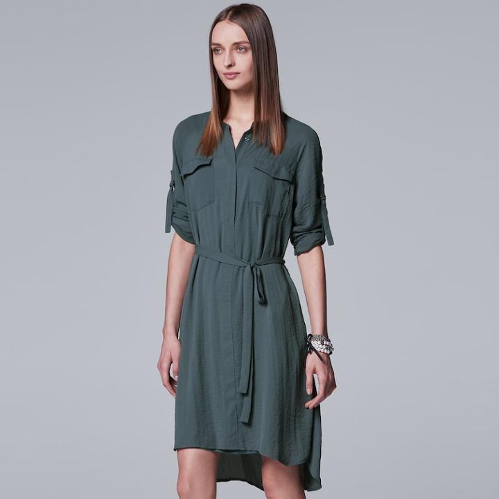 Women's Simply Vera Vera Wang Utility Shirtdress, Size: Xs, Med Blue