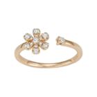 14k Gold 1/6 Carat T.w. Diamond Flower Open Ring, Women's, White