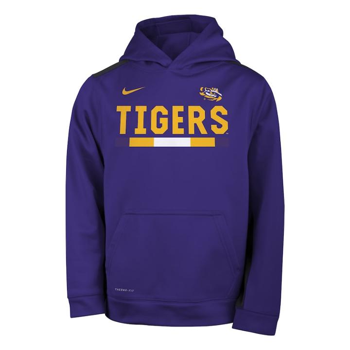 Boys 8-20 Nike Lsu Tigers Therma-fit Hoodie, Size: M 10-12, Purple