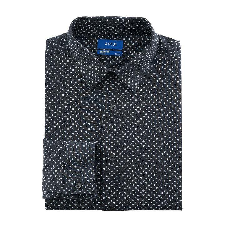 Men's Apt. 9&reg; Slim-fit Premier Flex Collar Stretch Dress Shirt, Size: 16-32/33, Black