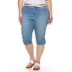 Plus Size Gloria Vanderbilt Lillian Cuffed Skimmer Capris, Women's, Size: 24 W, Med Blue