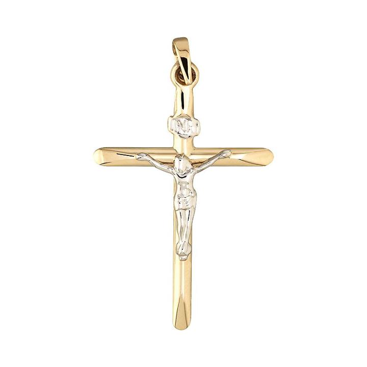Everlasting Gold 10k Gold Two Tone Crucifix Pendant, Women's, Yellow