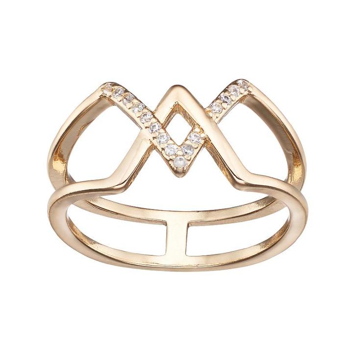 Lc Lauren Conrad Pave Zigzag Open Ring, Women's, Size: 7, Gold Tone