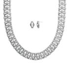 Crystal Allure Necklace And Stud Earring Set, Women's, Size: 20, White