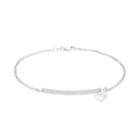 Sterling Silver Cubic Zirconia I Love The New England Patriots Bar Link Bracelet, Women's, Size: 7.5, Grey