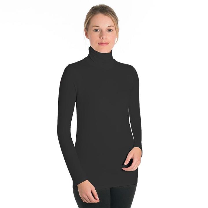 Women's Snow Angel Cybersilk Turtleneck Base Layer Top, Size: Xsml Av/rg, Black