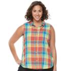 Juniors' Plus Size So&reg; Pleated Sleeveless Shirt, Girl's, Size: 1xl, Lt Orange