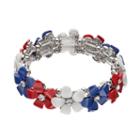 Red, White & Blue Flower Stretch Bracelet, Women's, Multicolor