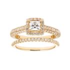 14k Gold 1 Carat T.w. Igl Certified Diamond Square Halo Engagement Ring Set, Women's, Size: 9, White
