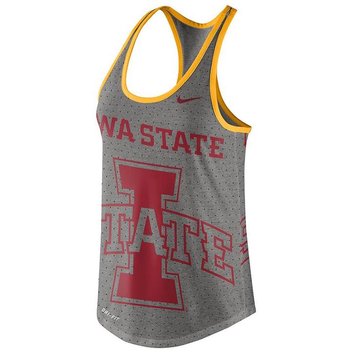 Women's Nike Iowa State Cyclones Dri-blend Tank, Size: Large, Dark Grey