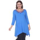Plus Size White Mark Beaded Handkerchief-hem Tunic, Women's, Size: 1xl, Blue Other