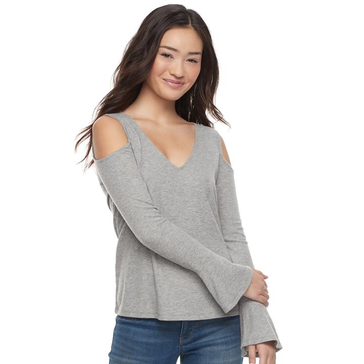 Juniors' So® Cozy Cold-shoulder Top, Teens, Size: Xl, Med Grey