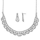 Crystal Allure Collar Necklace And Teardrop Earring Set, Women's, Size: 16.5, White