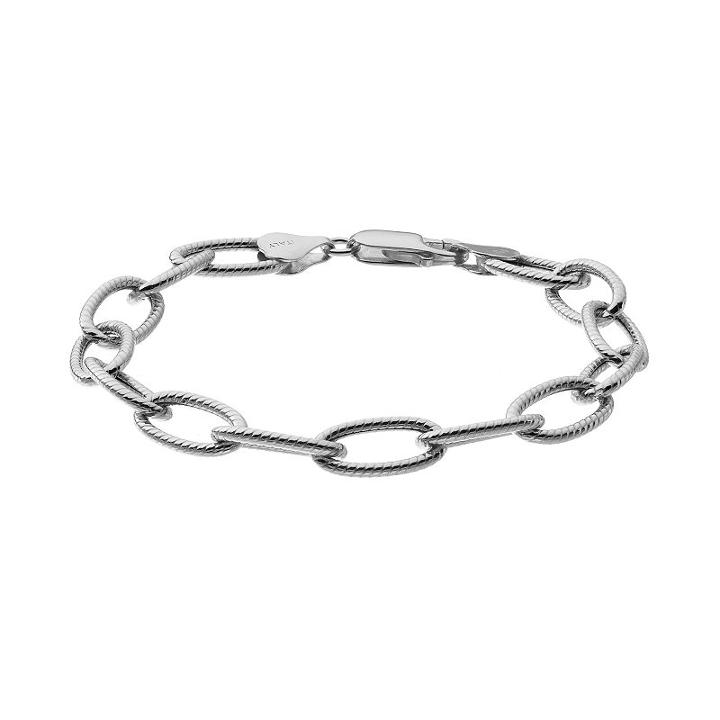 Sterling Silver Textured Oval Link Bracelet, Women's, Size: 7.5