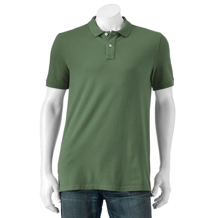 Men's Sonoma Goods For Life&trade; Flexwear Slim-fit Solid Pique Polo, Size: Medium, Green