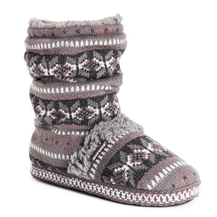 Women's Muk Luks Scrunchy Boot Slippers, Size: Medium, Dark Grey