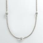 Sterling Silver Crystal Ball Multistrand Station Necklace, Women's, Size: 18, Grey