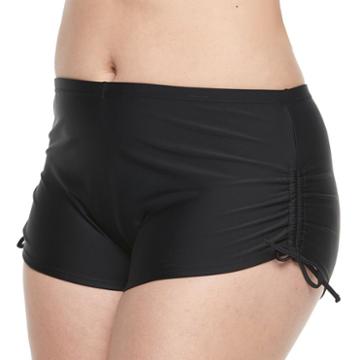 Juniors' Plus Size Island Soul Boyshort Swim Bottoms, Women's, Size: 3xl, Black