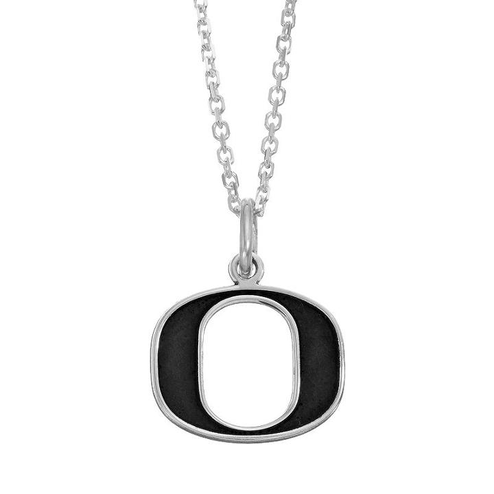 Fiora Sterling Silver Oregon Ducks Team Logo Pendant Necklace, Women's, Size: 16, Grey