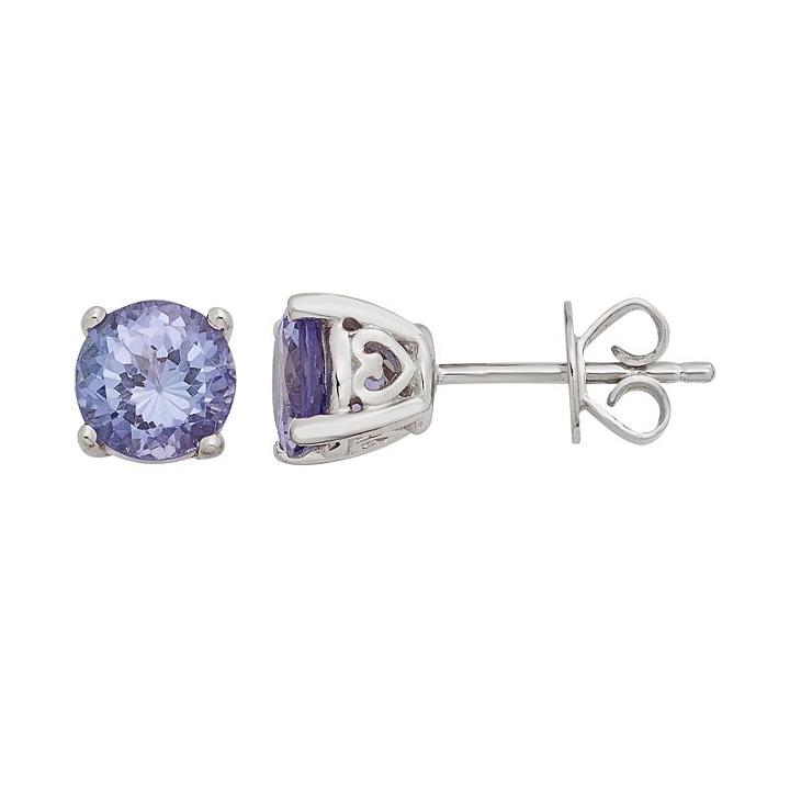 Sterling Silver 6 Mm Tanzanite Stud Earrings, Women's, Blue