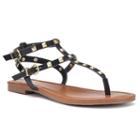Candie's&reg; Women's Strappy Studded Sandals, Girl's, Size: 7, Black